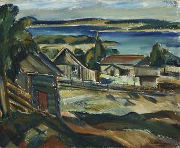 Maisema, 
Oljy Kankaalle Oil Painting by Tyko Sallinen