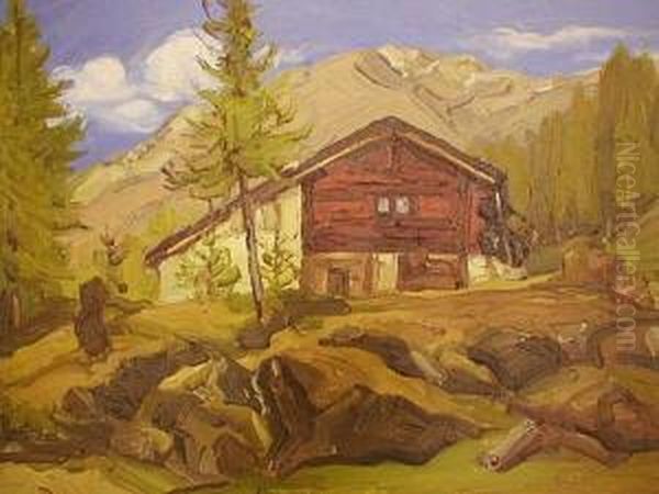 Henri, Chalet En Montagne Oil Painting by Louis Henri Salzmann