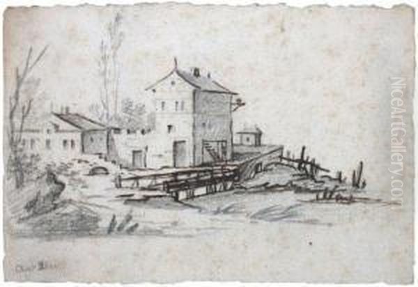 Chateau De Vignoble Pres D'un Pont Oil Painting by George (nee Dupin) Sand