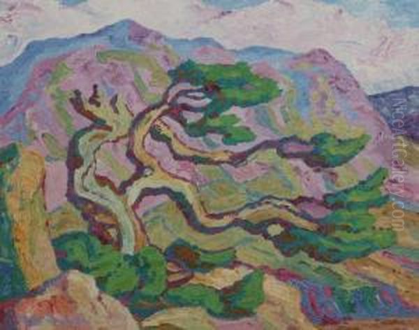 Blowing Tree Oil Painting by Sven Birger Sandzen