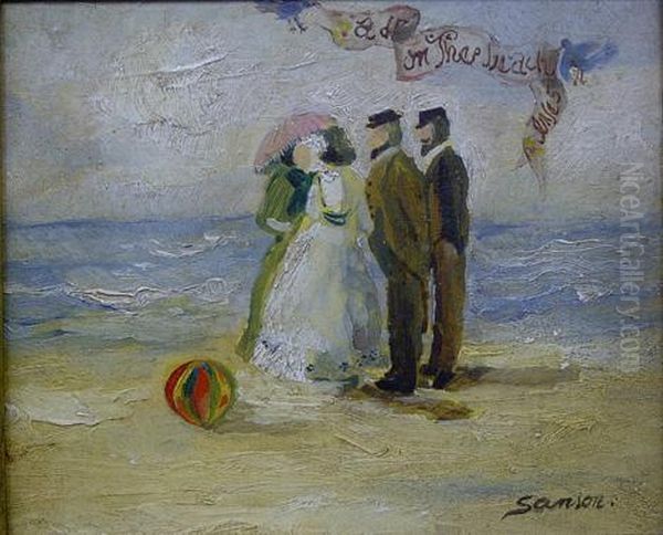 Beach Scene Oil Painting by Sanson