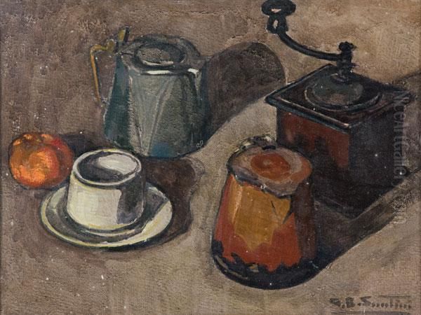 Composizione Con Macinino Da Caffe Oil Painting by Giovan Battista Santini