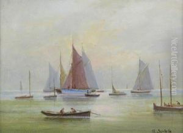 Sailboats Oil Painting by Herbert Sartelle