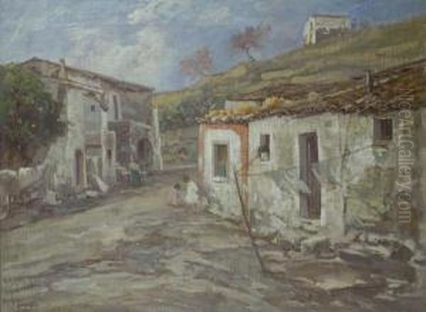 Casolari E Figure Oil Painting by Francesco Sartorelli