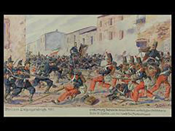 Italiens Einigungskampfe 1860 Oil Painting by Hermann Sattler