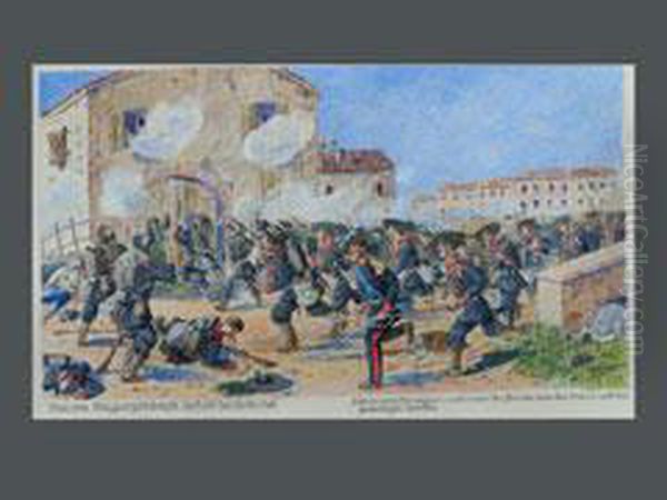 Italiens Einigungskampfe. Oil Painting by Hermann Sattler