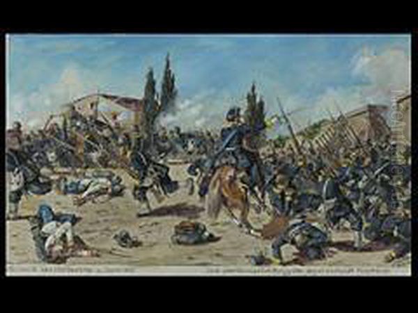 Die Schlacht Bei Solferino Oil Painting by Hermann Sattler