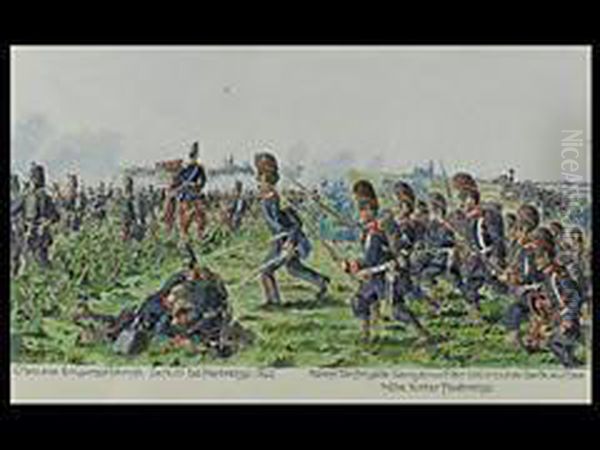 Italiens Einigungskampfe. Oil Painting by Hermann Sattler