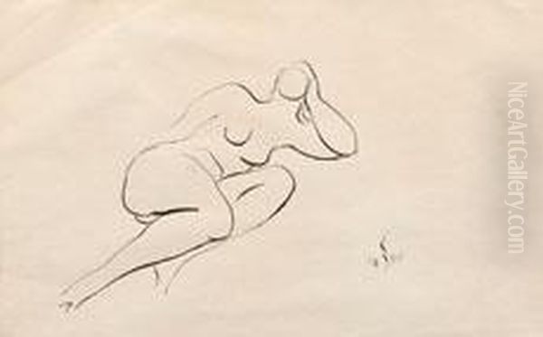 Liegender Weiblicher Akt Oil Painting by Edwin Scharff