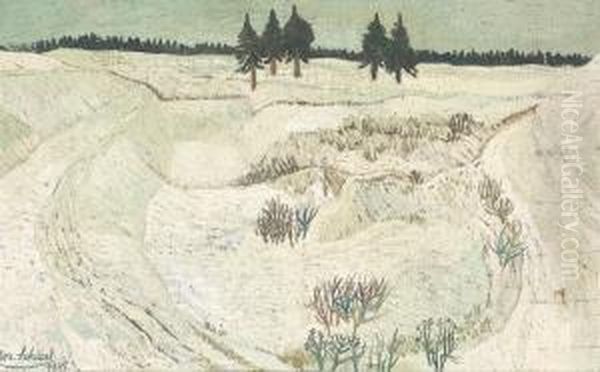 Paysage Enneige Oil Painting by Josef Scharl