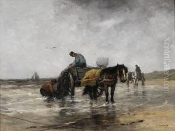 The Mussel Gatherers Oil Painting by Johan Frederik Corn. Scherrewitz