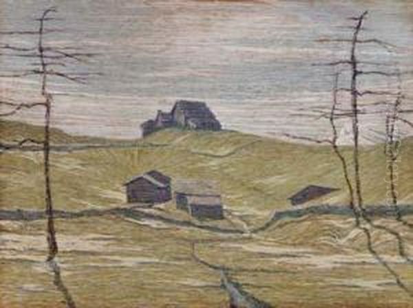 Paesaggio Con Baite Oil Painting by Vincenzo Schiavio