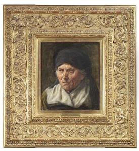 Portrait Of An Elderly Countrywoman. Oil/canvas, Signed. Cf. Boetticher, Friedrich Von, Malerwerke Des 19. Jahrhunderts, Volume Ii,2, P. 556 Schildknecht No. 1 Oil Painting by Georg Schildknecht