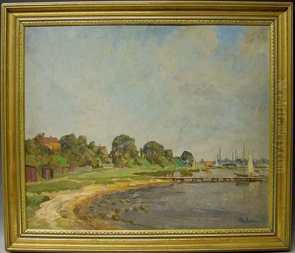 Bootsanleger Am Rande Einer Stadt Oil Painting by Wilhelm Schodde