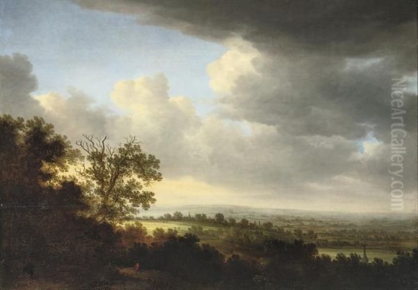 An Extensive Wooded Landscape With Figures Oil Painting by Johannes Pietersz. Schoeff