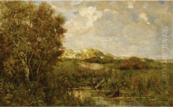 A Rowing Boat In A Dune Landscape Oil Painting by Bernard Schregel