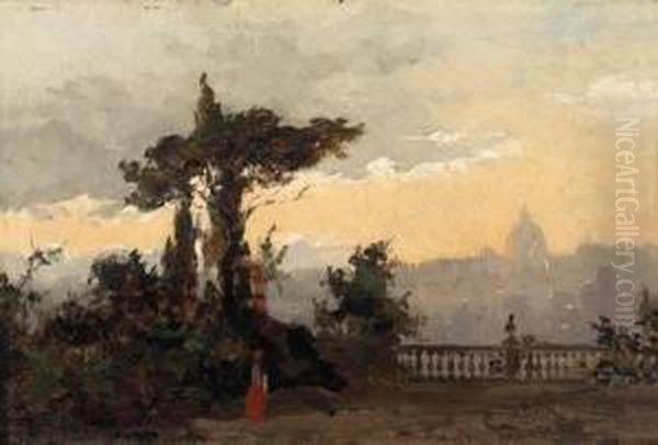 Rom-blick Vom Pincio Auf St. Peter Oil Painting by Toni, Antonie Schulz