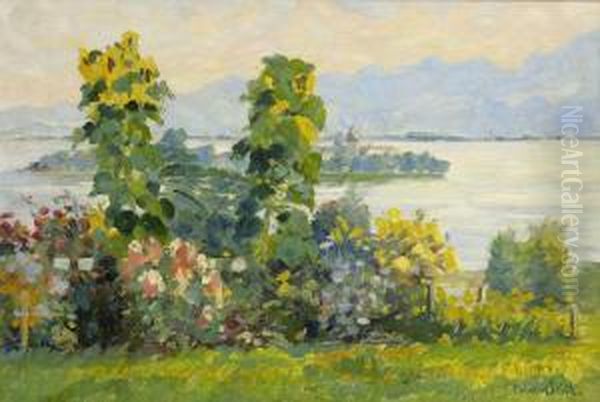 Sommerlandschaft Mit Blick Auf Die Fraueninsel Oil Painting by Clemens Seidl