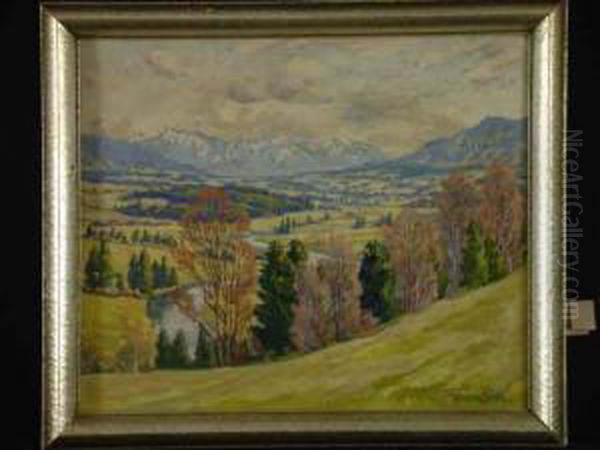 Loisachtal Oil Painting by Clemens Seidl