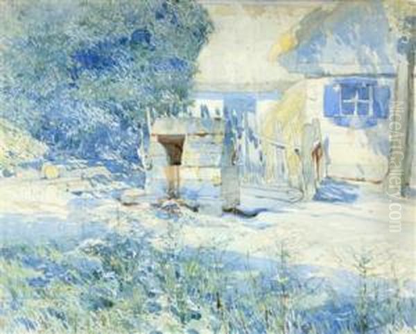 A Garden Corner Oil Painting by Jaroslav Setelik
