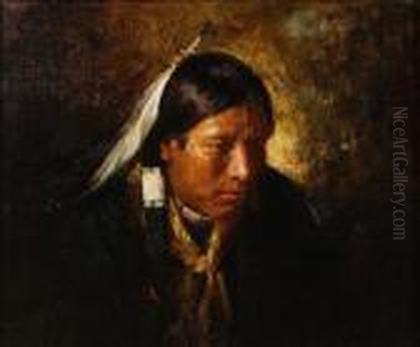 A Young Indian Man Oil Painting by Joseph Henry Sharp