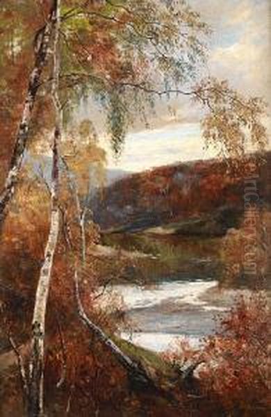 Autumnal View Oil Painting by Andrei Nikolaevich Shilder