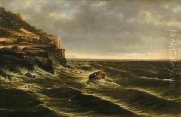 Coastal Seascape With Figures Oil Painting by William Henry Short