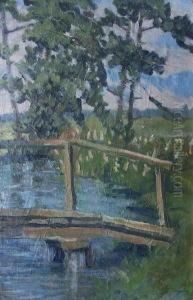 Sommerlandschaft Mit Kleinem Steg