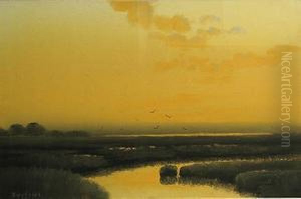 Alameda Estuary Oil Painting by Edwin C. Siegfried