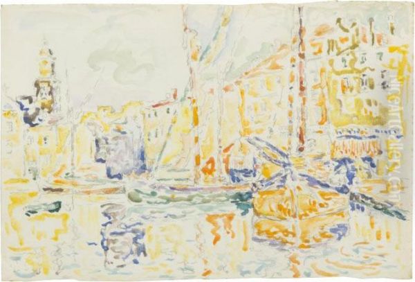 Quai Suffren Saint Tropez Oil Painting by Paul Signac