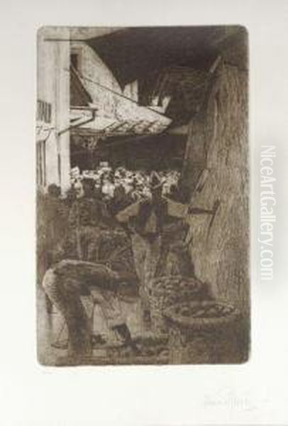 Il Mercato Vecchio Oil Painting by Telemaco Signorini