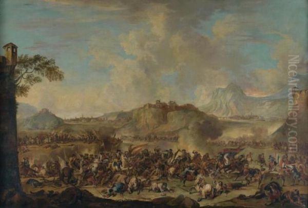 Scene De Bataille Oil Painting by Francesco Simonini