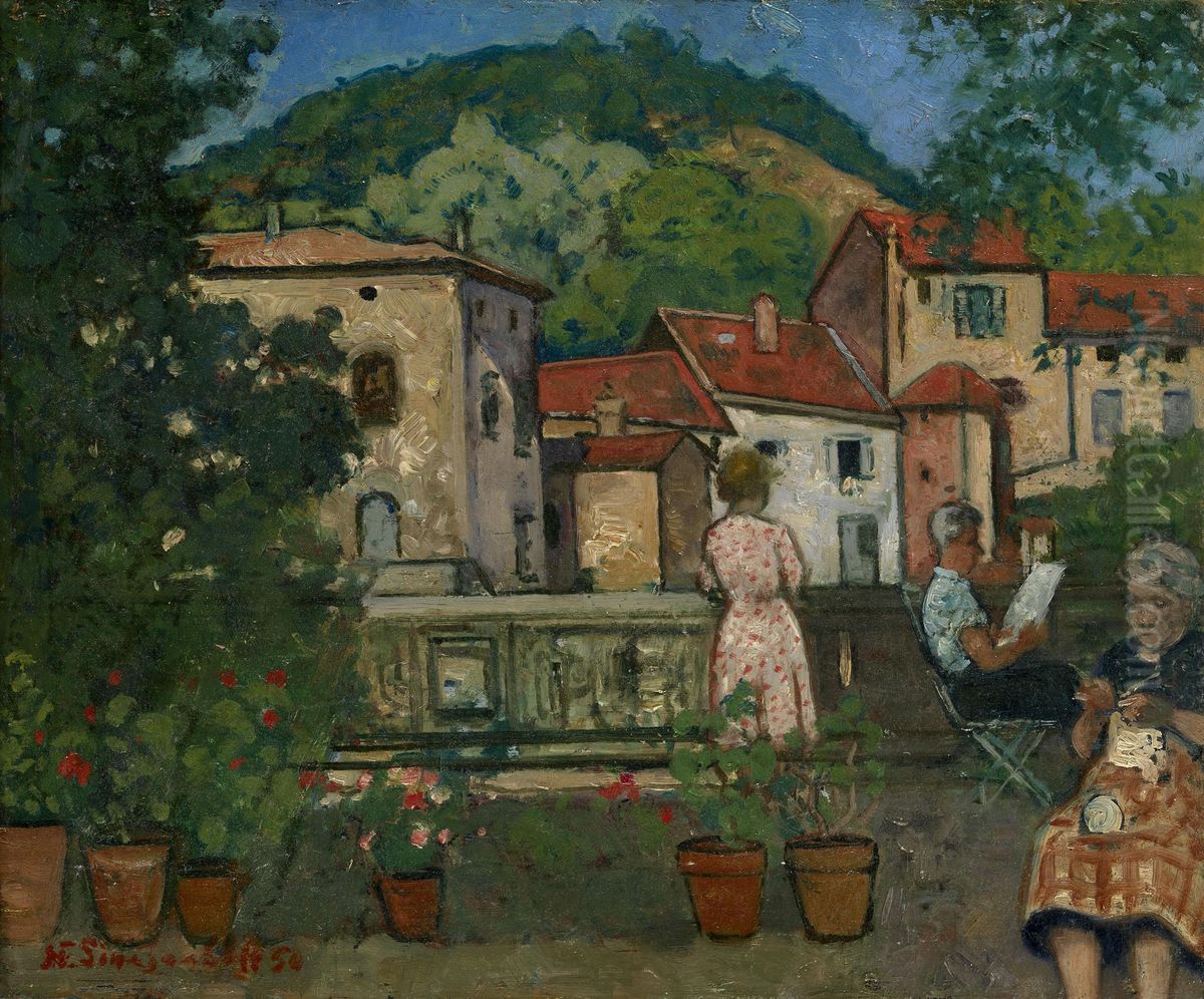 On The Terrace Oil Painting by Nicolas Sinezouboff