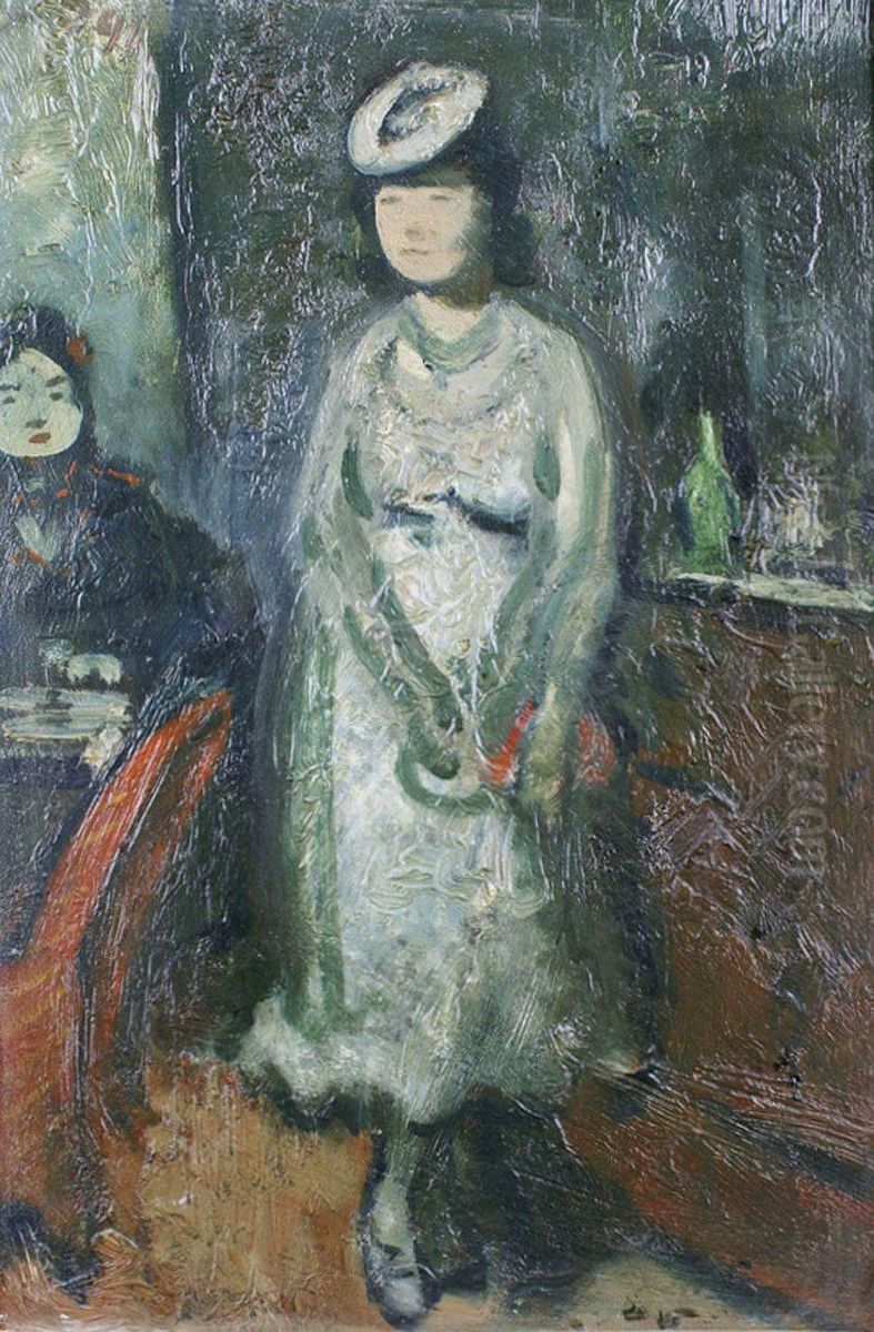 Jeunes Filles Au Bar Oil Painting by Nicolas Sinezouboff