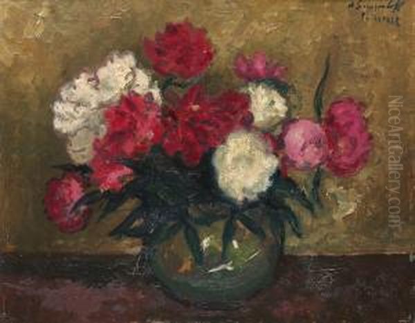 Le Bouquet De Pivoines Oil Painting by Nicolas Sinezouboff