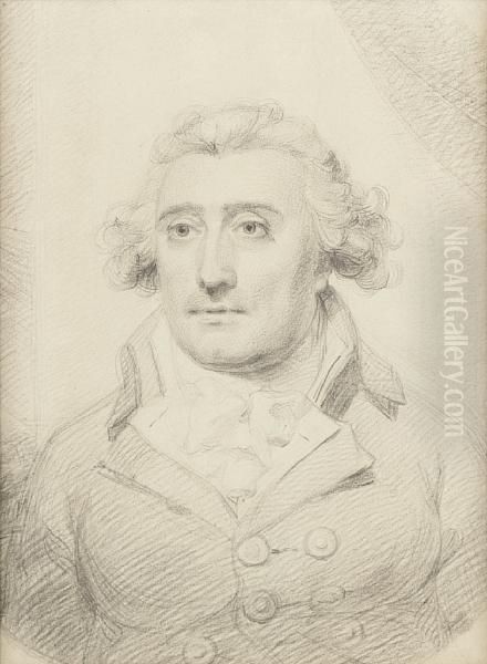 Portrait Of Philip James De Loutherbourg, Bust-length Oil Painting by Sarah Singleton