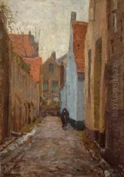 Street In Bruges Oil Painting by Frans Slager