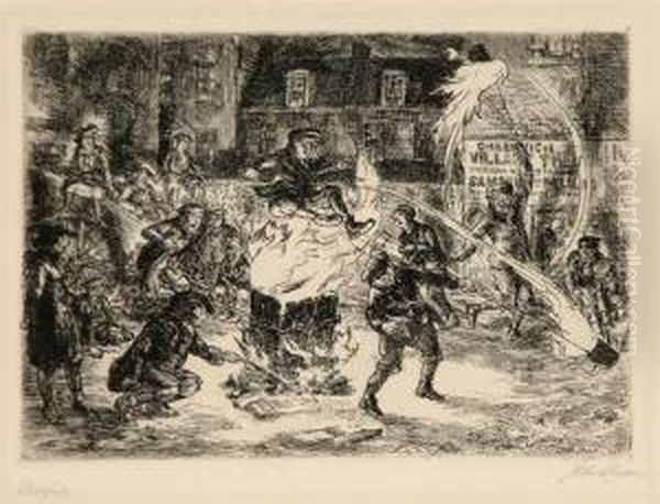 Bonfire Oil Painting by John French Sloan