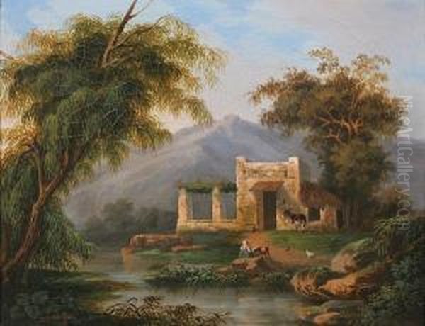 A Rustic Dwelling Oil Painting by Gabriele Smargiassi