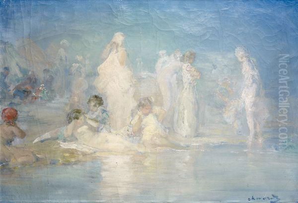 Les Baigneuses Oil Painting by Pavel Dmitrievic Smarov