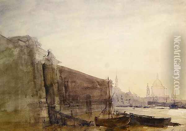 The Thames Early Morning Toward St Pauls Oil Painting - John William Inchbold