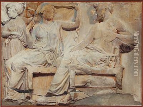 Motif From The Parthenon Frieze On Acropolis In Athens Oil Painting - Sophie Holten
