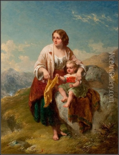 Mother And Child Oil Painting - Thomas Faed