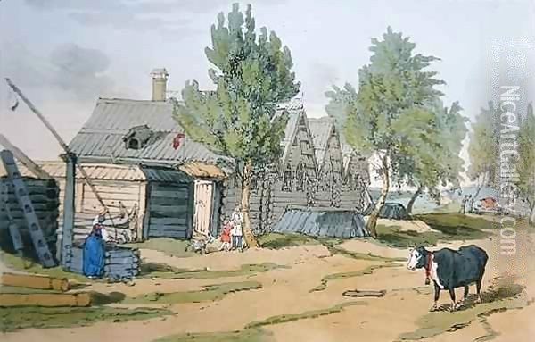 A Russian Village Oil Painting - John Augustus Atkinson