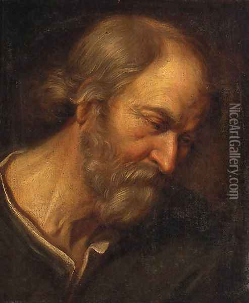 An old Man, head and shoulders Oil Painting - Giovanni Francesco Barbieri