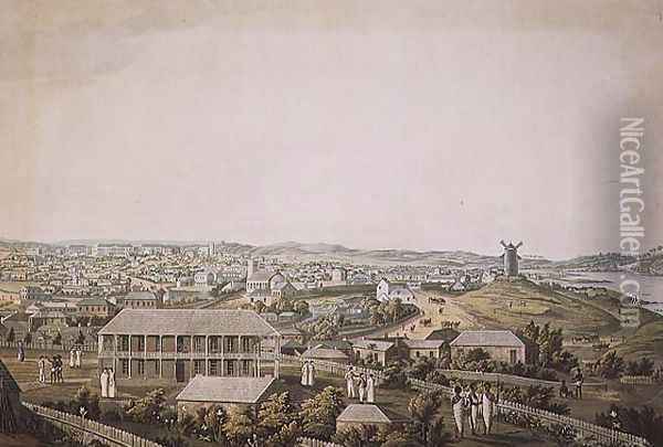 The town of Sydney in New South Wales, central section of a panoramic view, c.1821 Oil Painting - Taylor, Major James