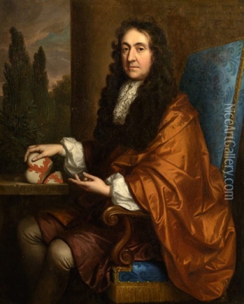 Portrait Des William Lawrence Of Shurdington (1636-1697) Oil Painting - Johann Kerseboom