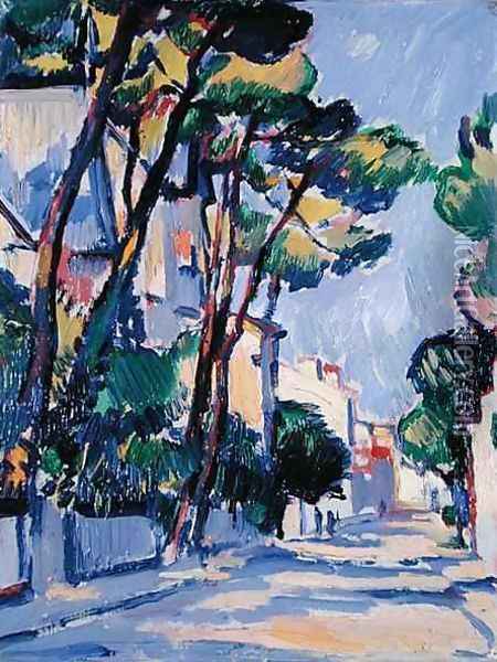 Street Scene, France, c.1911 Oil Painting - Samuel John Peploe