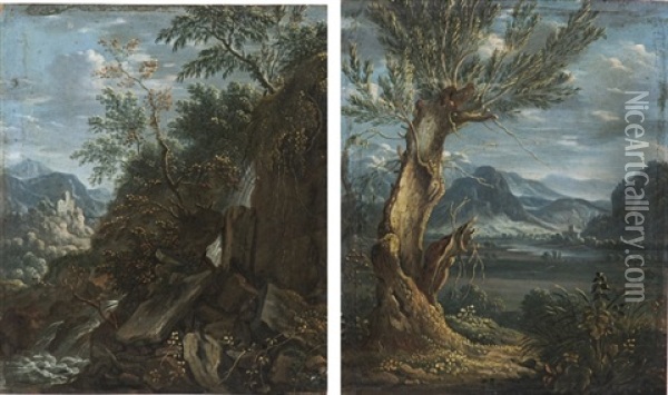 Zwei Kleine Landschaftsbilder Oil Painting - Felix Meyer