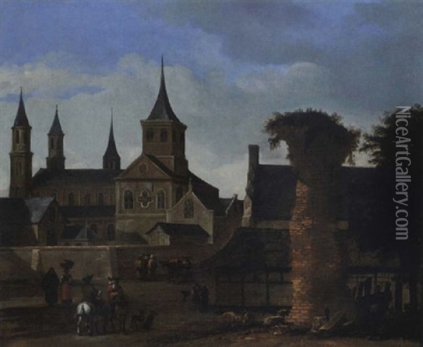 Die Kirche St. Kunibert Zu Koln Oil Painting - Gerrit Adriaensz Berckheyde